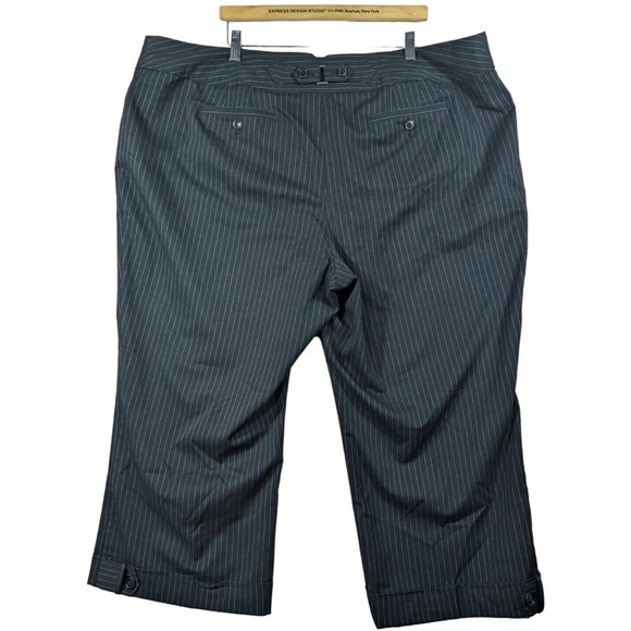 Lane Bryant Women Pants 26 Straight Leg Career Dress Black Pinstripe - Picture 2 of 10